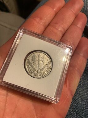 1943 France 1 One Franc actual coin,